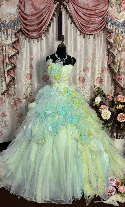 A Line Spaghetti Straps Long Princess Dress, Formal Evening Gowns     S6860