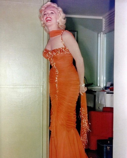 Orange Mermaid Party Dress, Long Formal Evening Gowns     S6864