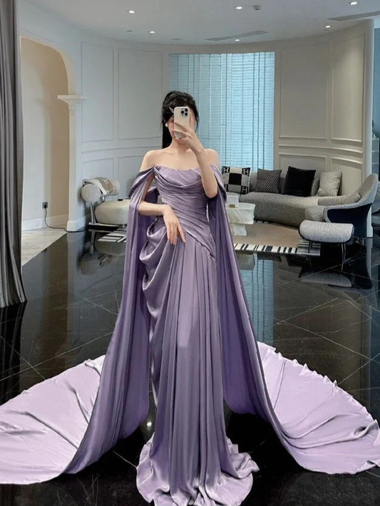 A Line Purple Long Evening Dresses Formal Party Dress Prom Gown