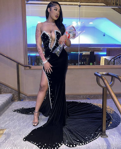 Black Prom Dresses Long Mermaid Formal Party Gowns Evening Dress    S2441