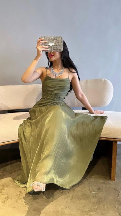 Green A Line Long Prom Dress Formal Party Dress      fg5536