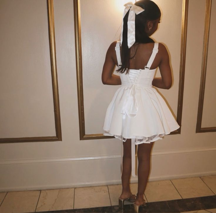 White Short Party Dress, Birthday Outfits     S6829