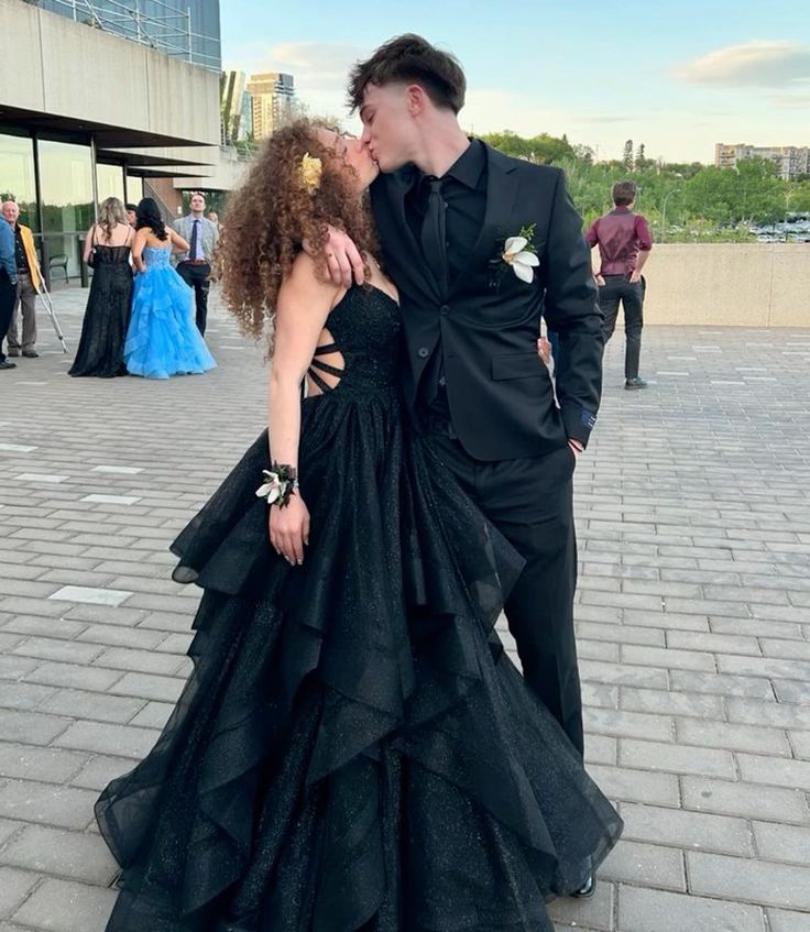 Black A-Line Shiny Tulle Long Party Dress Birthday Party Gown      S6825