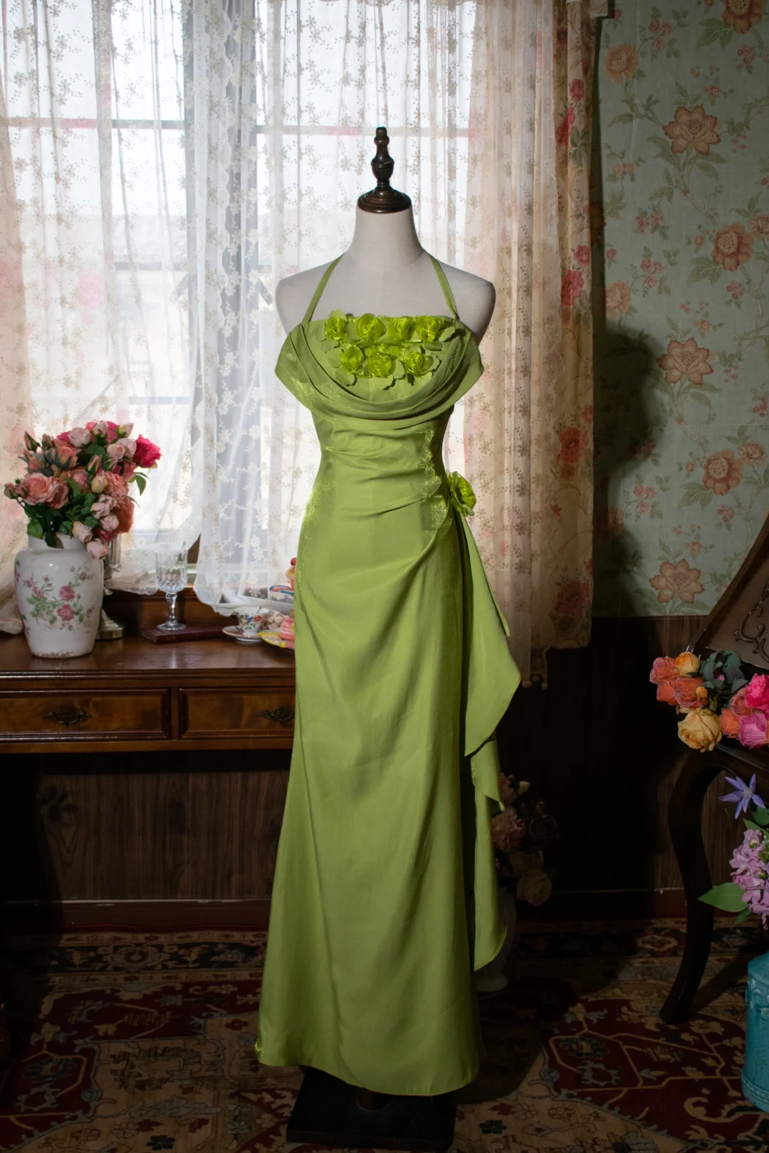 Vintage Halter Long Party Dress, Formal Evening Gowns     S6879