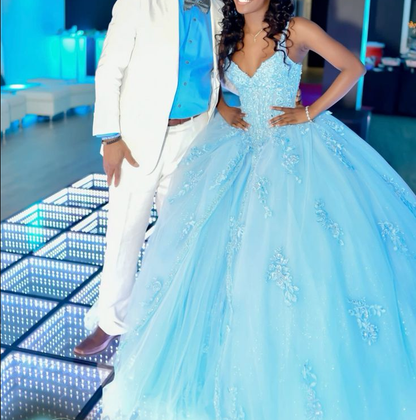 A Line Blue Quinceanera Dress Ball Gown Birthday Party Dress       S6418