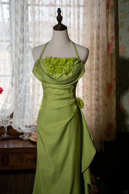 Vintage Halter Long Party Dress, Formal Evening Gowns     S6879