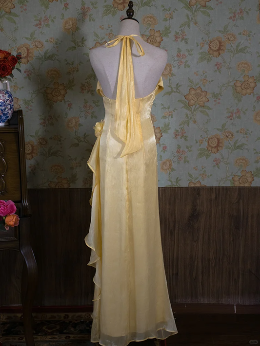 Vintage Halter Long Party Dress, Formal Evening Gowns     S6879