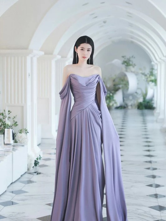 A Line Purple Long Evening Dresses Formal Party Dress Prom Gown