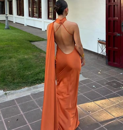 Casual Dresses Women Backless Sexy Satin Ribbon Sleeveless Elegant Lady Party Gown Long Evening Prom Dresses