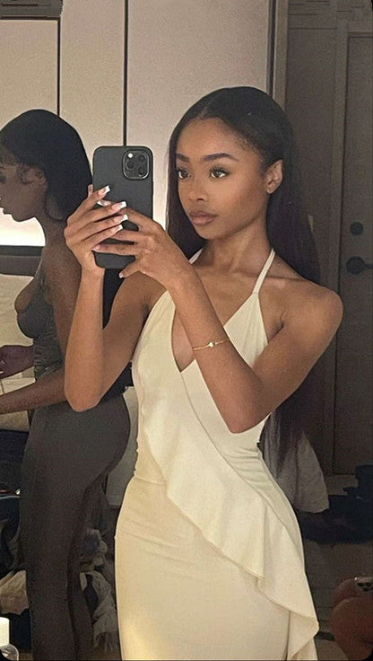 White Long Prom Dresses Unique Formal Gowns for Black Girls