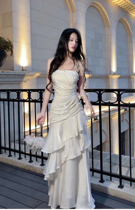 luxury spaghetti straps dress mermaid evening gowns birthday dress    S5932