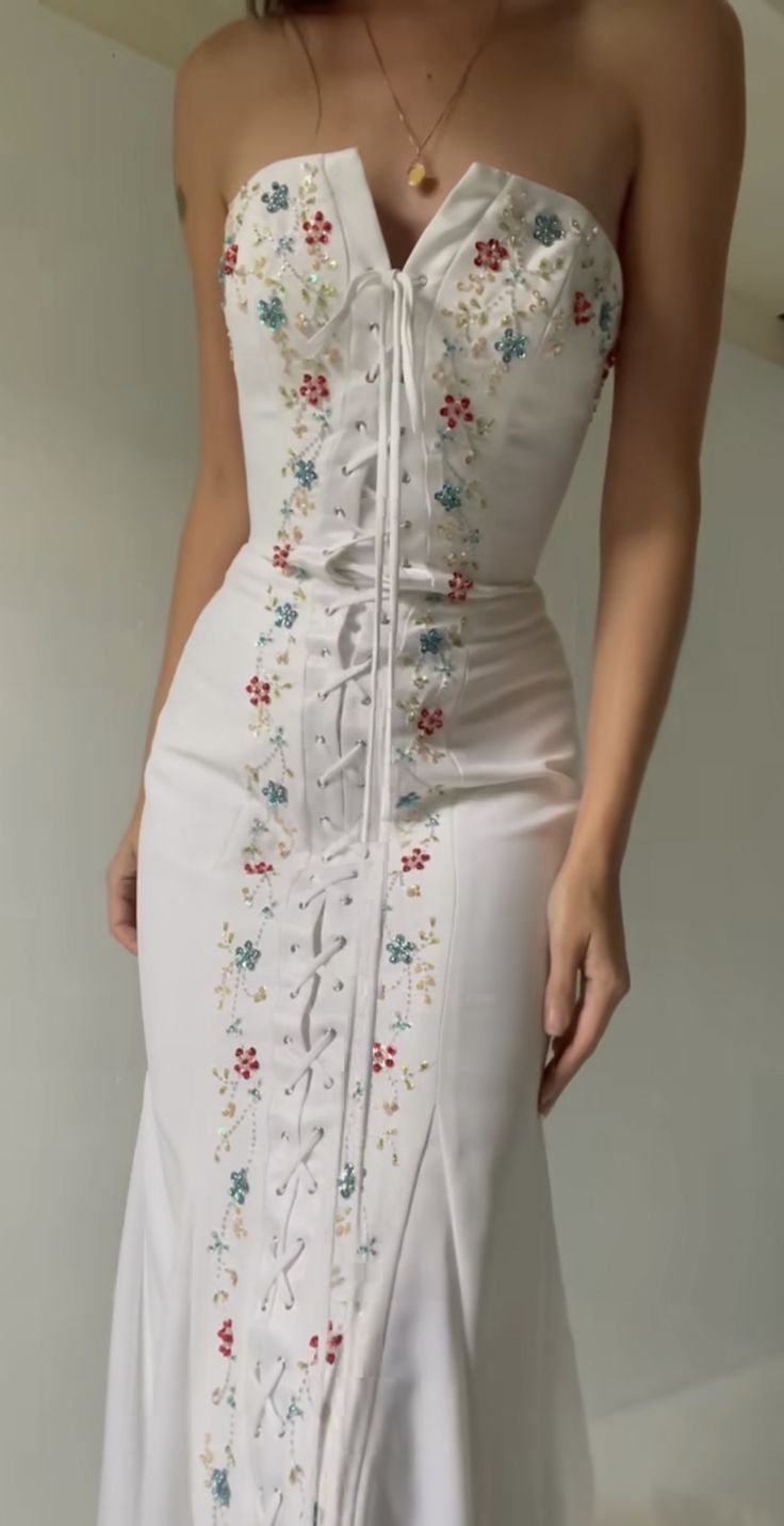 White strapless long dress elegant mermaid evening gowns