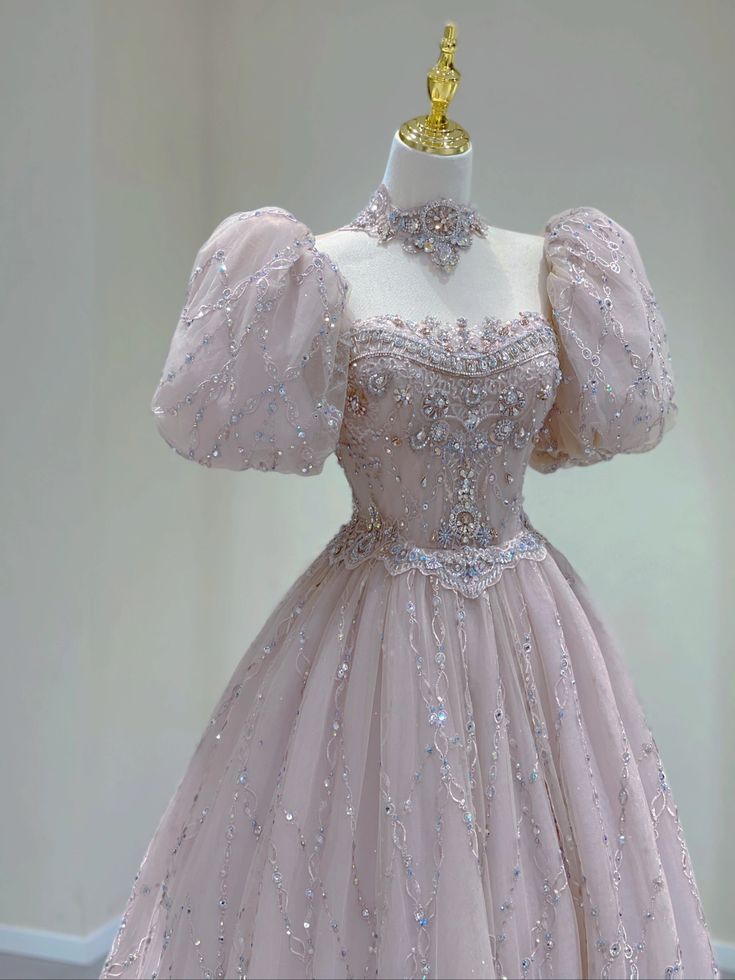 A Line Long Pink Tulle Evening Gown Princess Dress Prom Ball Gown       S6557