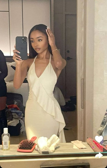 White Long Prom Dresses Unique Formal Gowns for Black Girls