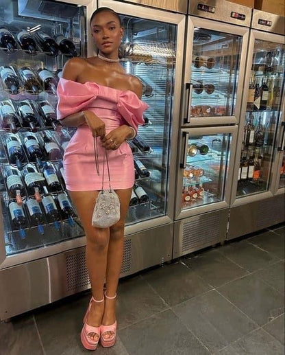 Off The Shoulder Pink Homecoming Dress,Short Homecoming Dress      S5130
