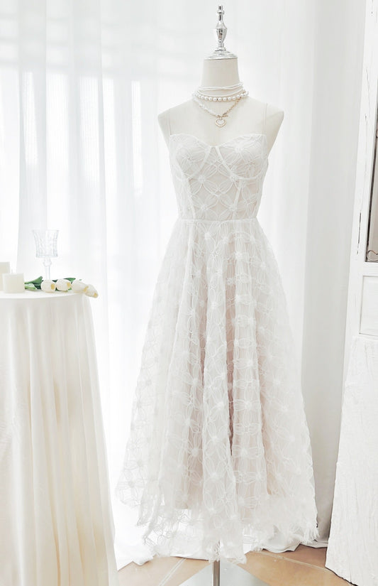 white tulle dress sexy long party dress       S6002