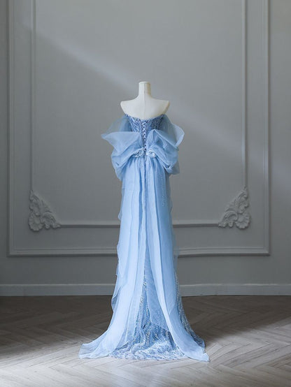 Blue Mermaid Long Princess Dress Evening Gown       S6555