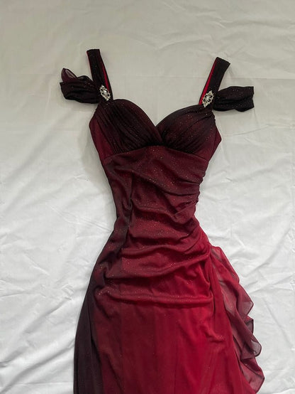 Off Shoulder Long Party Dress, A-line Prom Dress      S5260