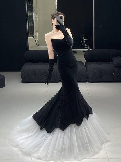 Black evening dress mermaid prom gown
