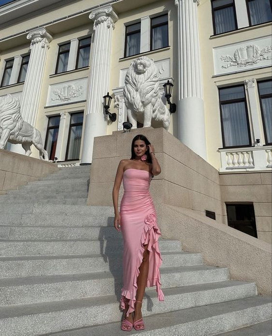 Sexy Sheath Strapless Pink Birthday Dress 22th Birthday Outfits        S6116