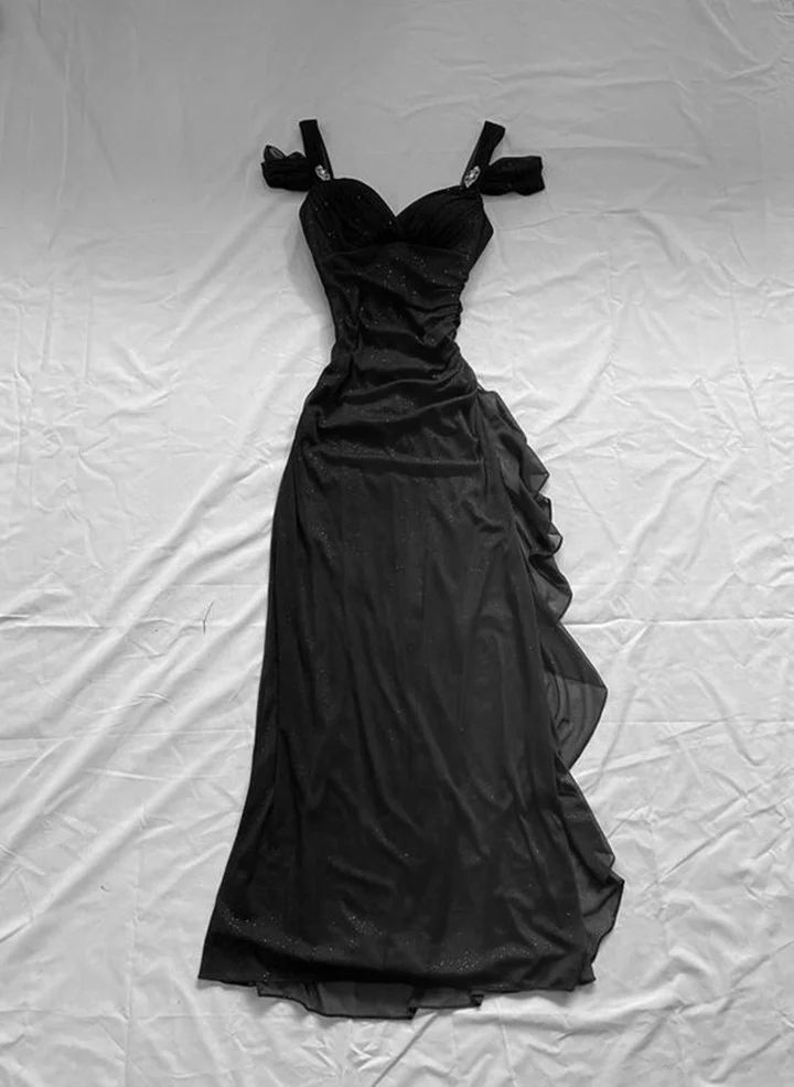 Off Shoulder Long Party Dress, A-line Prom Dress      S5260