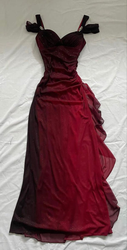 Off Shoulder Long Party Dress, A-line Prom Dress      S5260