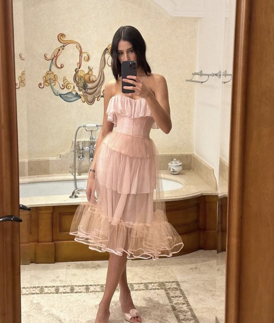 Pink Evening Dress Sleeveless Prom Gown Birthday Party Dresses Cocktail Dresses