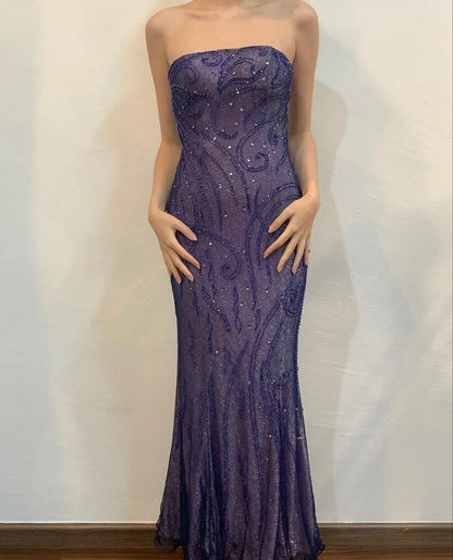 Strapless Mermaid Vintage Party Dress Long Evening Gown