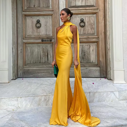 Casual Dresses Women Backless Sexy Satin Ribbon Sleeveless Elegant Lady Party Gown Long Evening Prom Dresses