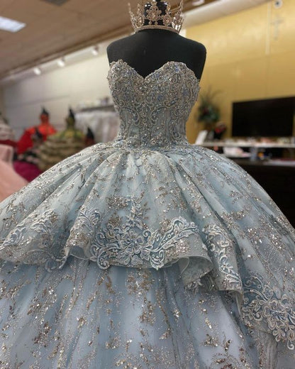 Quinceanera Dress Sleeveless Appliques Ball Gown Sweet 16 Dress       S6553