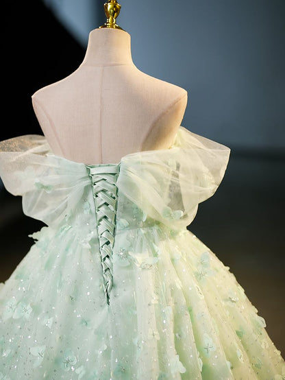 Quinceanera Dress Tulle A-Line Lace Long Prom Dress Lace Long Sweet Dress       S5593