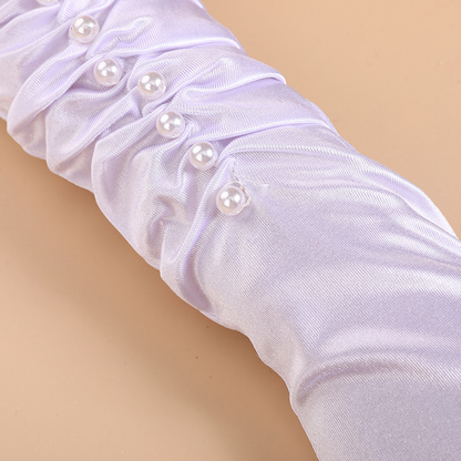French satin wedding gloves full finger photo etiquette gloves retro dance banquet costume gloves     S6269