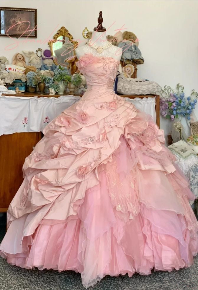 Pink A Line Princess Quinceanera Dress Ball Gown Sweet 16 Dresses