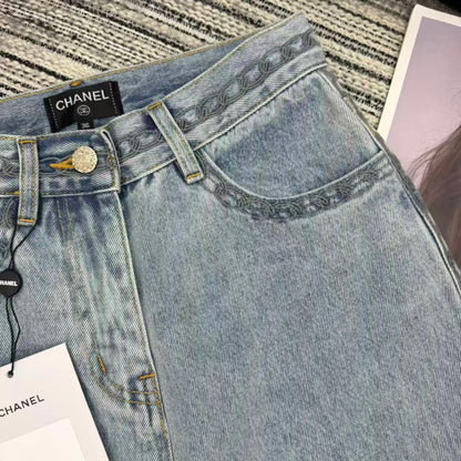 CC Ready-to-Wear Wide-leg Light Blue Denim Jeans 349031