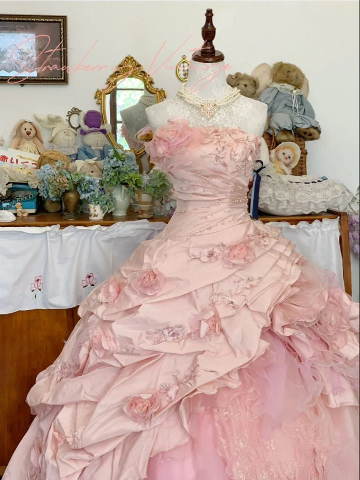 Pink A Line Princess Quinceanera Dress Ball Gown Sweet 16 Dresses