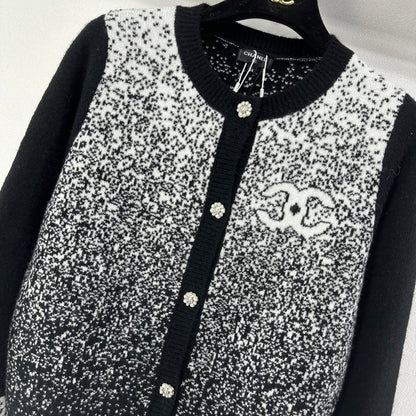 Chanel 2025 Knitted Cardigan Black Wool 329292