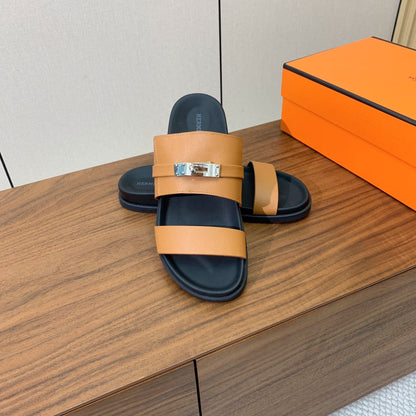 HM Jackson Sandal Brown Orange Cowhide 294061