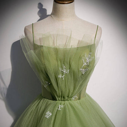 Spaghetti Straps Olive Green Tulle Ball Gown M882