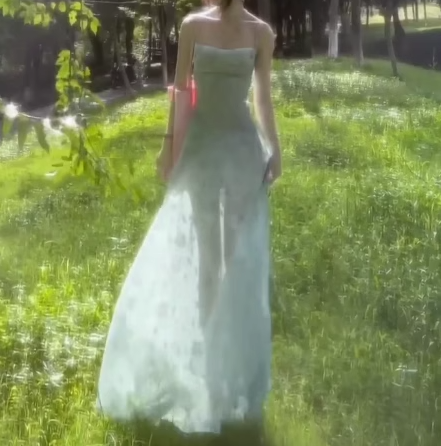 Suspender dress beautiful floral waist temperament long skirt R0676