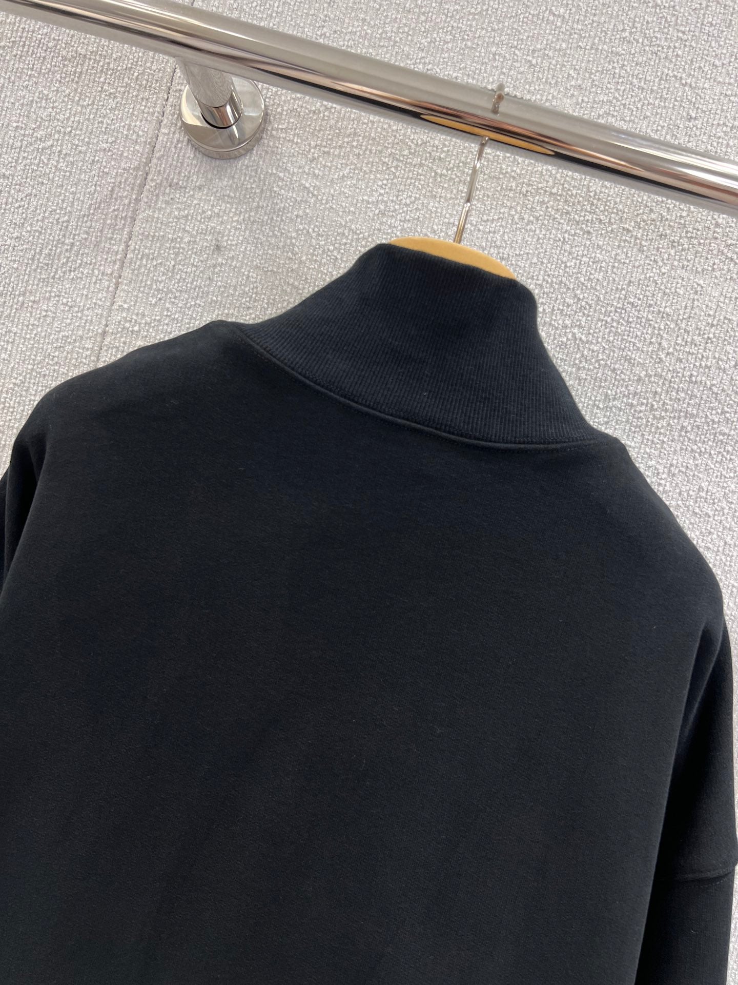 Miumiu 25FW Micro-logo Embroidered Half-zip Sweatshirt Black Cotton