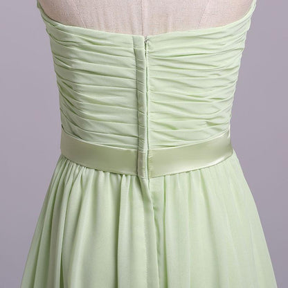 Simple Sweetheart Chiffon Prom Dress, Long Pleated Sleeveless Bridesmaid Dresses M1510
