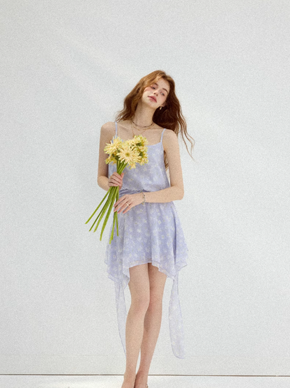 Sea salt daisy floral dress French suspender skirt short skirt holiday wear skirt female summer R3454