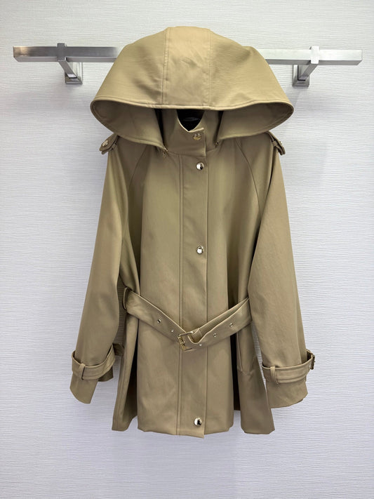 CD 25SS Removable Hooded Windbreaker With Belt Beige Cotton 306557