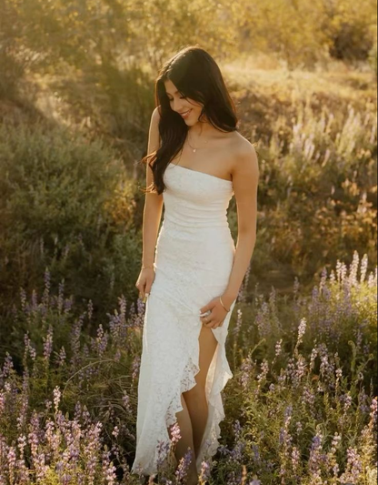 White Lace Party Dress Long Evening Dress Princess Wedding Dress    fg8127