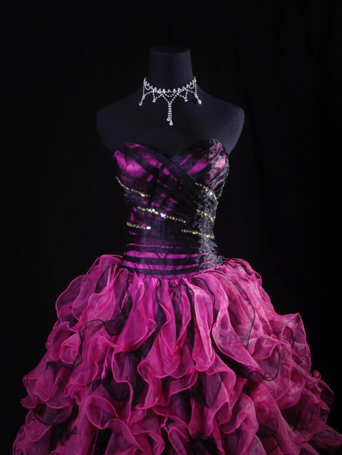 Chic Strapless Hot Pink Ruffle Multi-Layered Princess Party Dress Two-way Prom Dress D2236