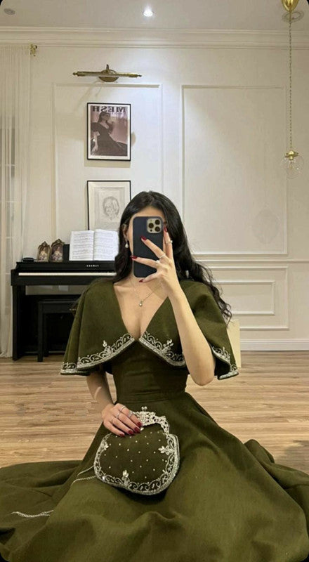 Elegant A line Prom Dress Green Evening Dress Formal Prom Gown