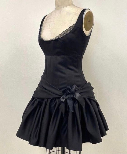 Black Short Prom Party Dresses Homecoming Dresses     S6759