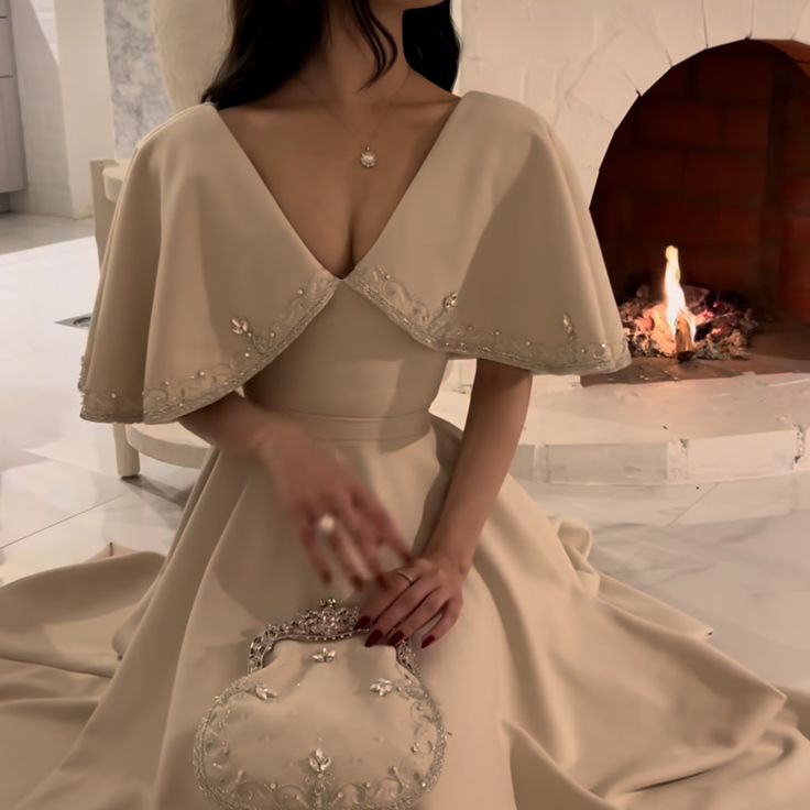 Elegant A line Prom Dress Ivory Evening Dress Formal Prom Gown