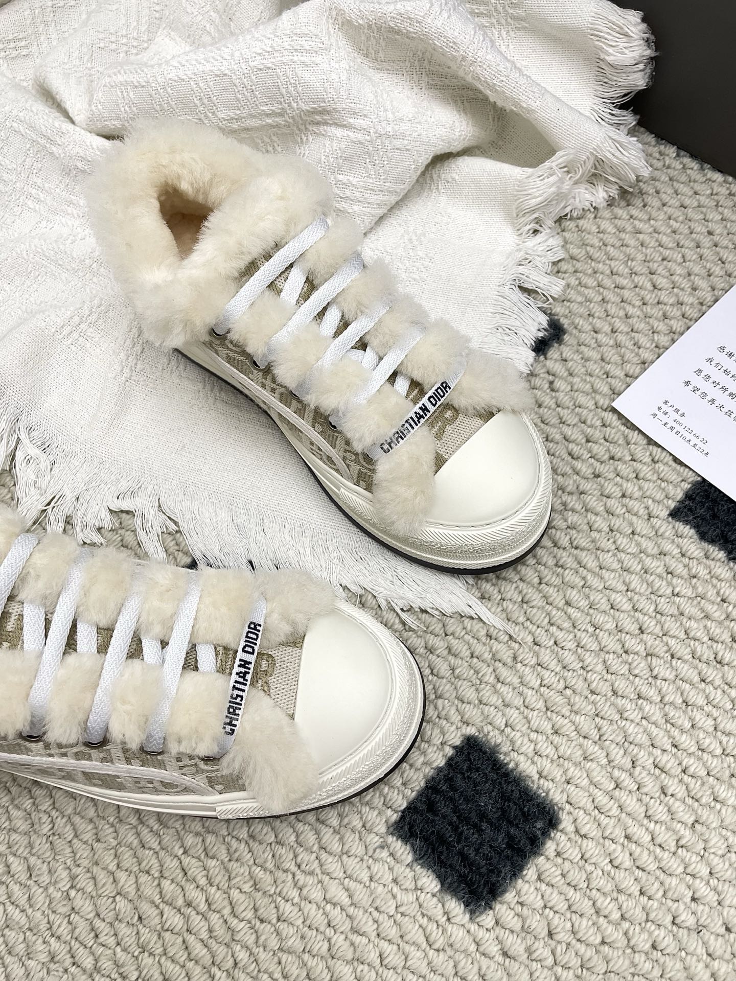 CD Walk'n Dior Platform Sneaker Khahi Beige Oblique Motif Fabric Wool
