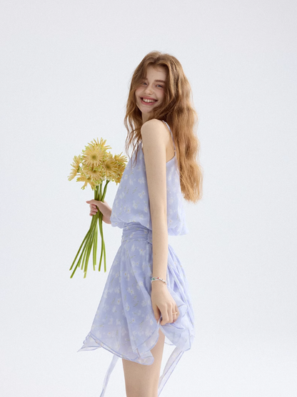 Sea salt daisy floral dress French suspender skirt short skirt holiday wear skirt female summer R3454